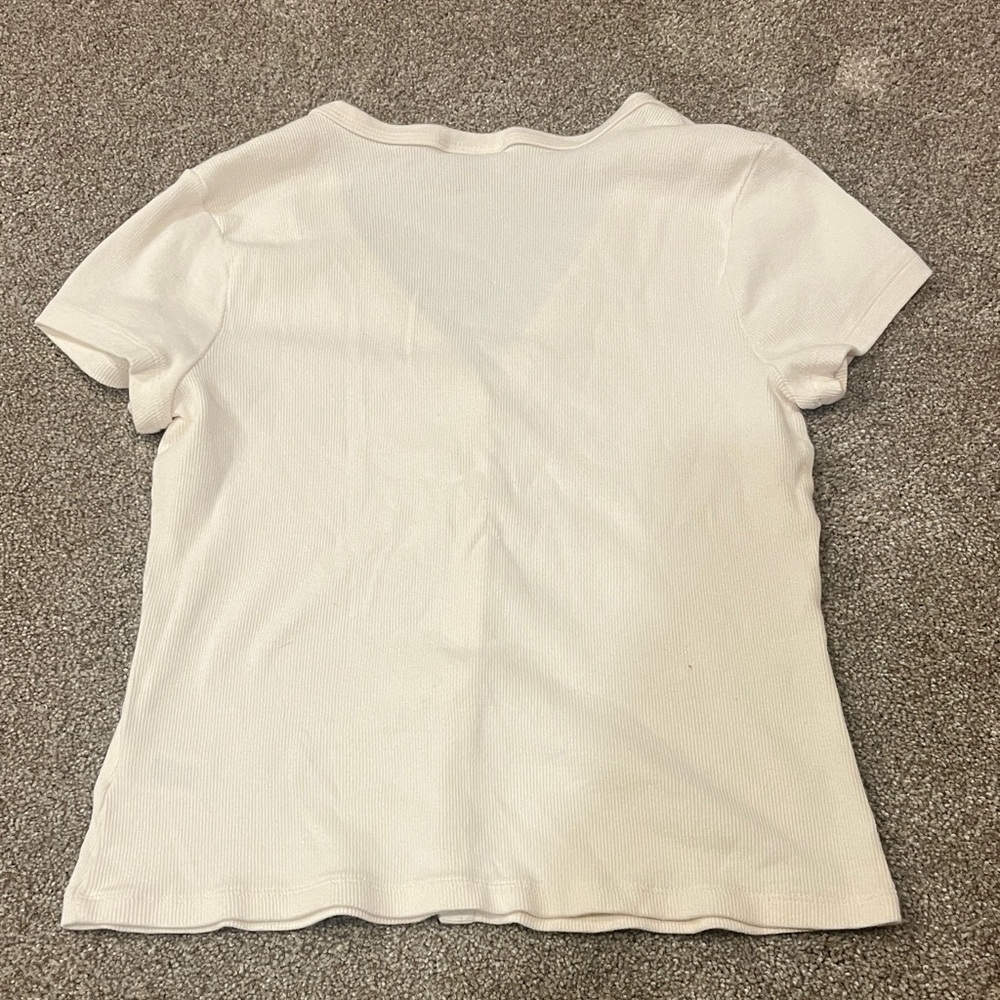 Women's Universal Thread Cream Button-Up Ribbed Top - Picture 3 of 4